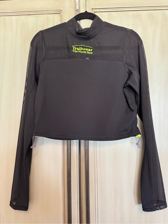 The North Face Tops - The North Face Women's Black Long-Sleeve Trailwear Top with Neon Yellow Logo